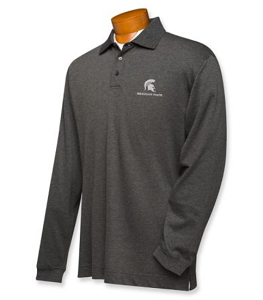 Michigan State Spartans B&T CB DryTec LS Championship Polo - Charcoal